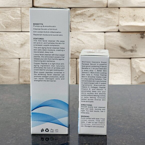 🩵💛Blue Copper Peptide Facial Cleanser + Super Renewal Serum Bundle - NIB! - Picture 7 of 7